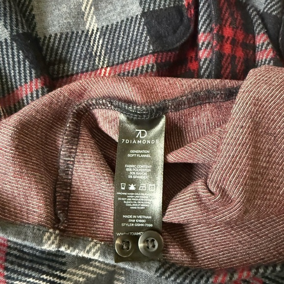 Men’s Size L 7 Diamonds Button Down Flannel Shirt - Picture 5 of 6